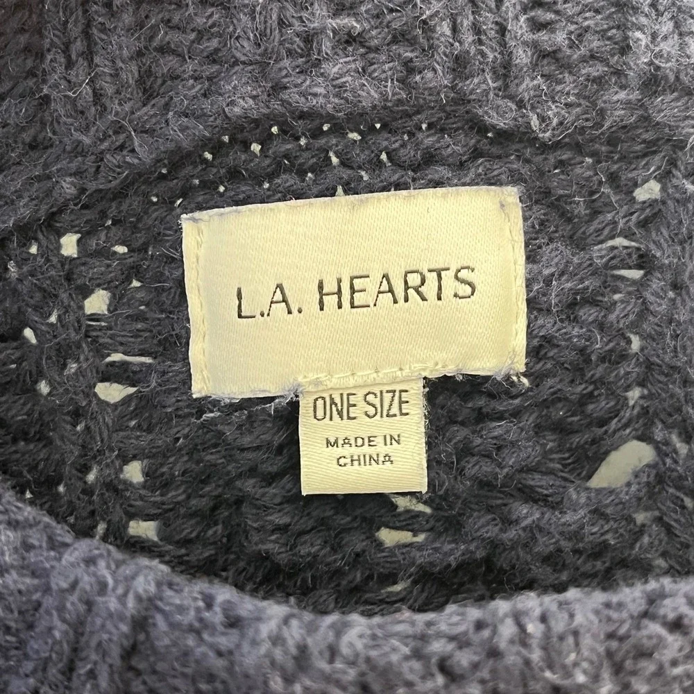 LA Hearts‎ Navy Blue Cable Knit Cotton Sweater Crew Neck One Size RN090233